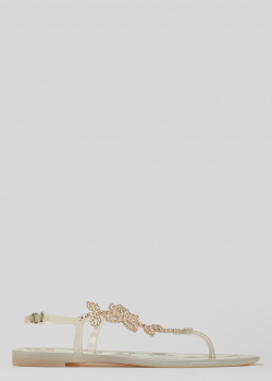 Светло-бежевые сандалии Menghi из силикона со стразами, фото